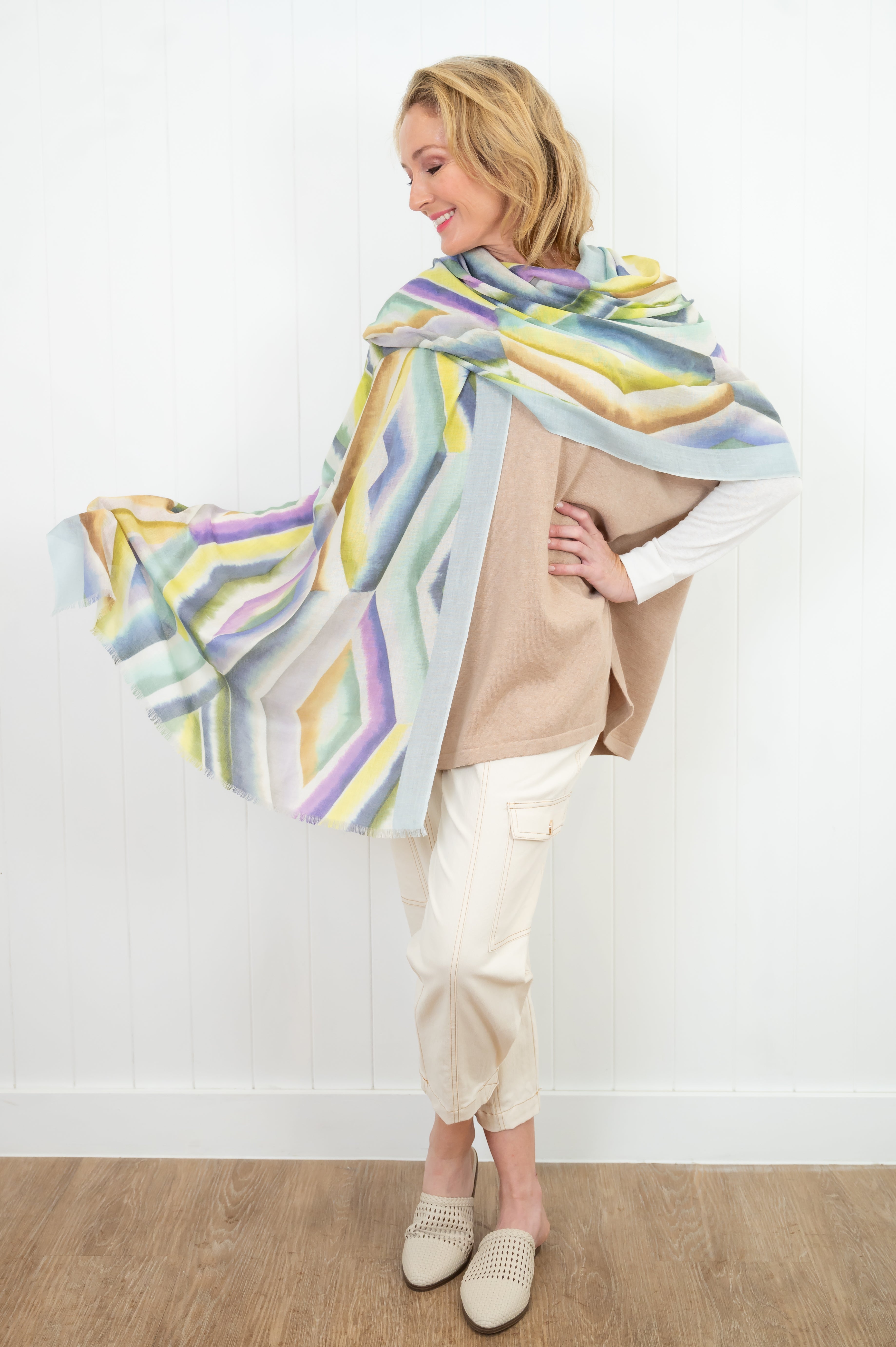 Cashmere Silk Scarf Zagged Cara Cashmere