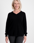 Black Made to Order Cashmere V-Neck Jumper