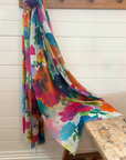 Cashmere Silk Watercolour Floral Scarf