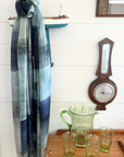 Cashmere Silk Blues Squares Scarf