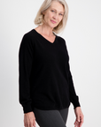 Black Made to Order Cashmere V-Neck Jumper