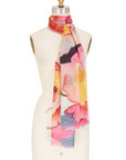 Cashmere Silk Painterly Peony  Scarf