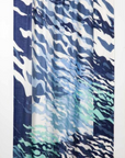 Cashmere Silk Blues Abstract Waves Scarf