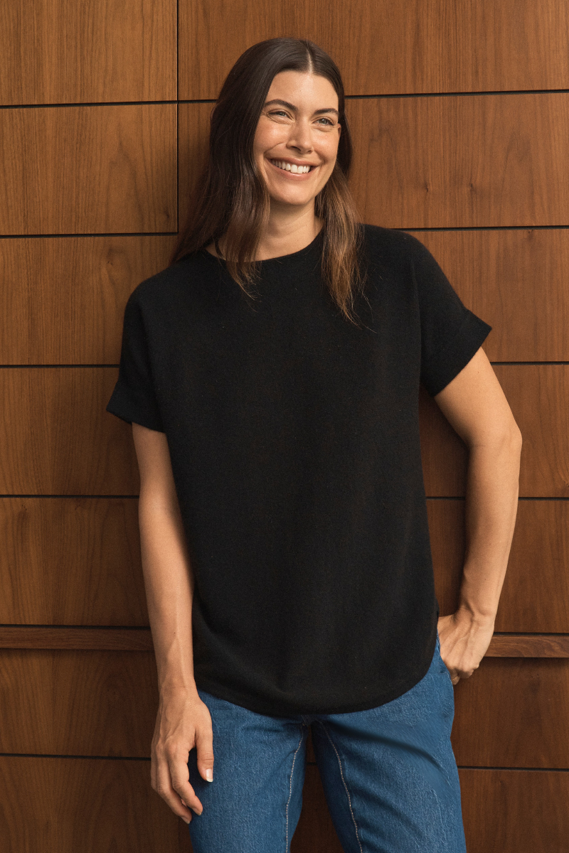 Cashmere Black Short Sleeve Tee