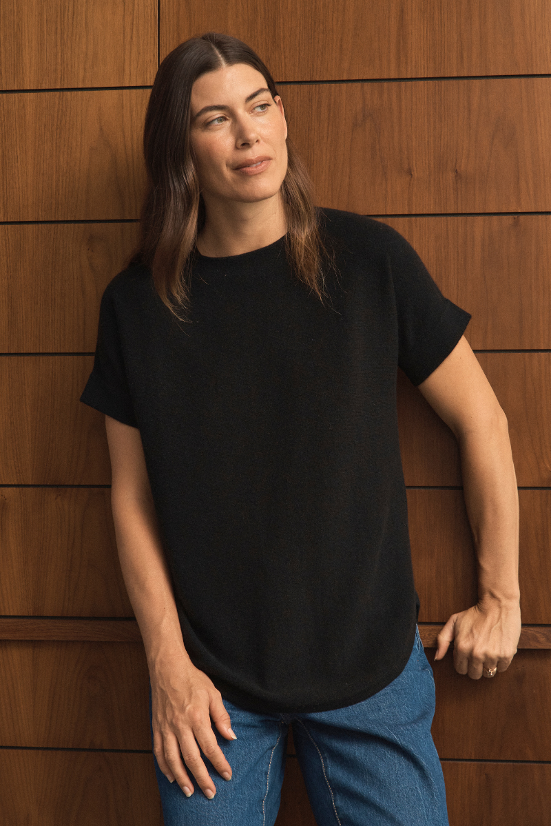 Cashmere Black Short Sleeve Tee