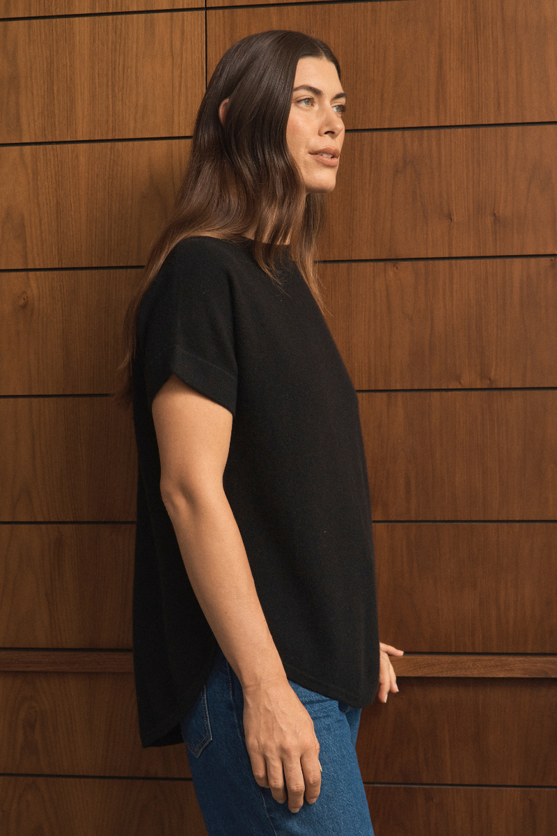 Cashmere Black Short Sleeve Tee