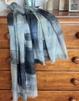 Cashmere Silk Blues Squares Scarf