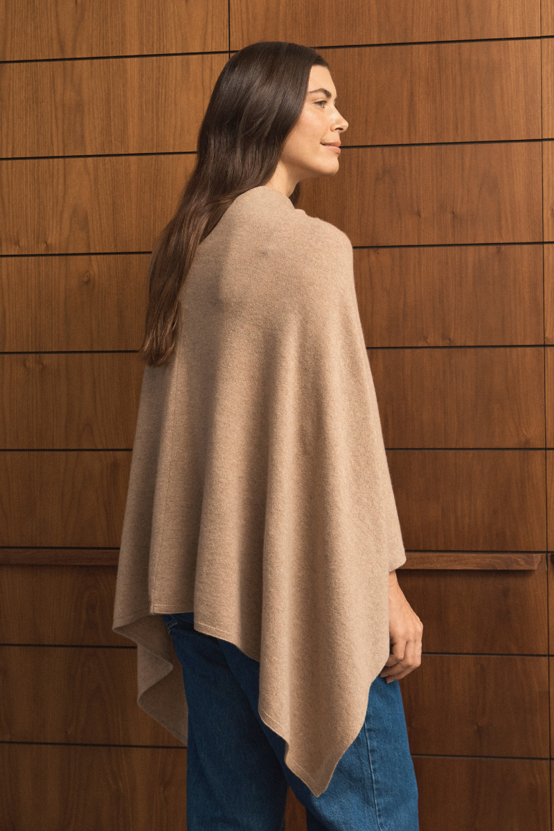 Cashmere Camel Melange Poncho Cara Cashmere