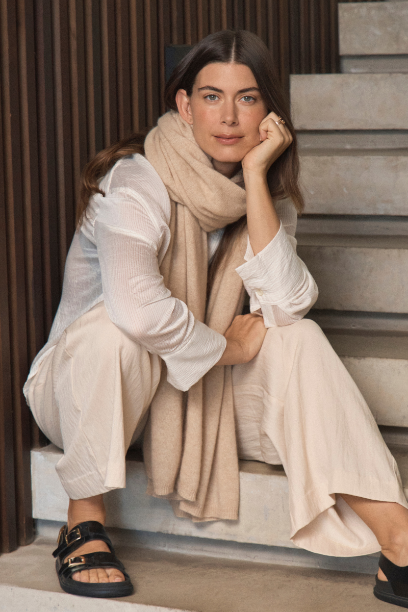 Pure Cashmere Oat Neutral Wrap - Cara Cashmere