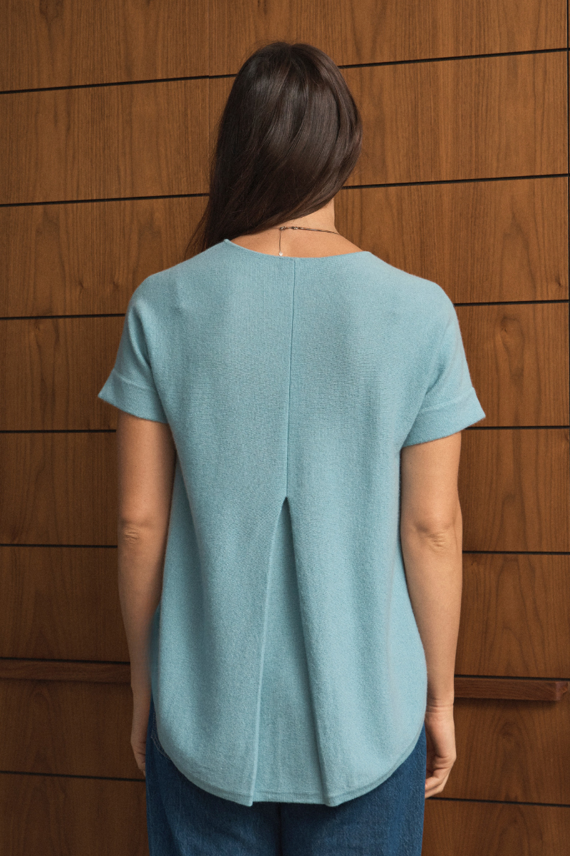 Cashmere  Duck Egg Blue Short Sleeve Knit