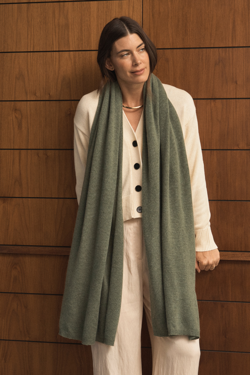 Eucalypt Green Cashmere Wrap Cara Cashmere