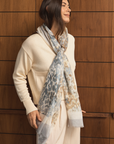 Cashmere Silk Neutrals Faded Leopard Scarf - Pre Order