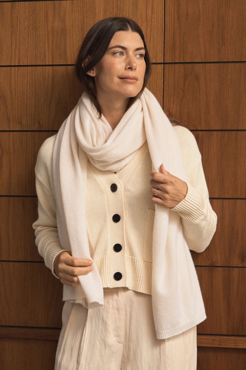 Ivory Cashmere Wrap - Cara Cashmere