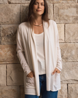 Ecru Longline Silk Cashmere Cardigan Cara Cashmere