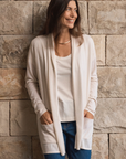 Ecru Longline Silk Cashmere Cardigan Cara Cashmere