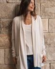 Ecru Longline Silk Cashmere Cardigan Cara Cashmere