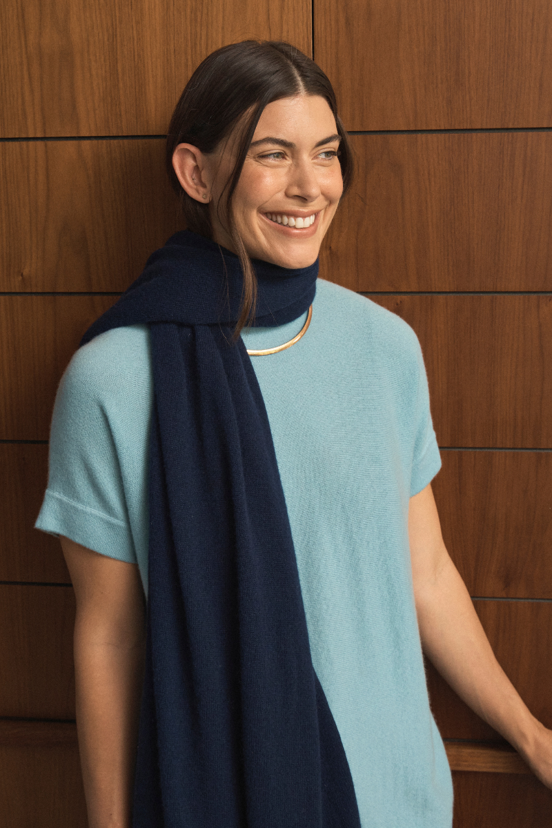 Cashmere Deep Navy Wrap Cara Cashmere