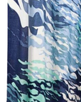 Cashmere Silk Blues Abstract Waves Scarf