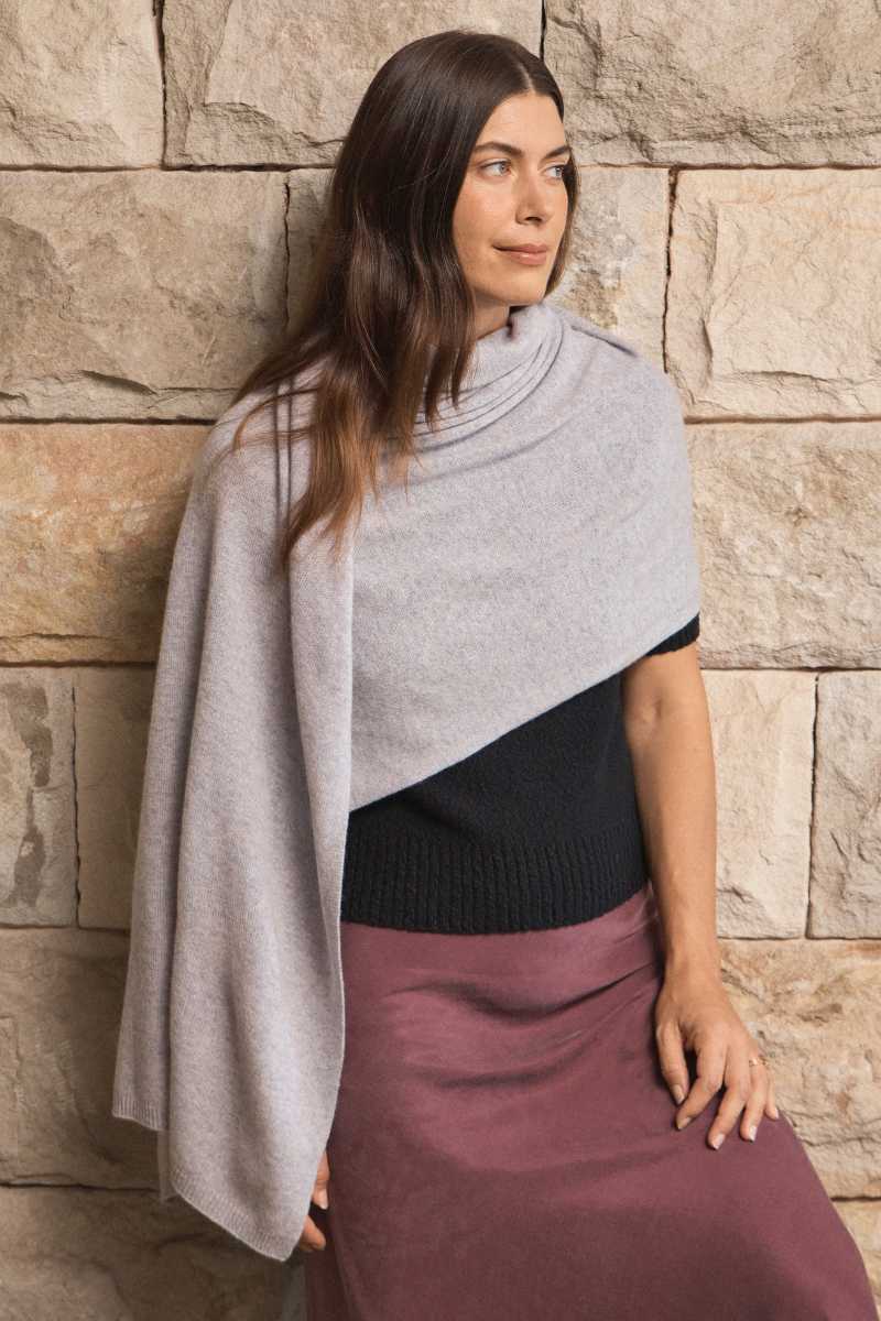 Silver Grey Marle Pure Cashmere Wrap