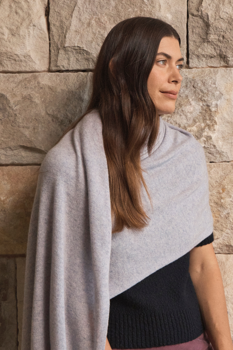 Silver Grey Marle Pure Cashmere Wrap