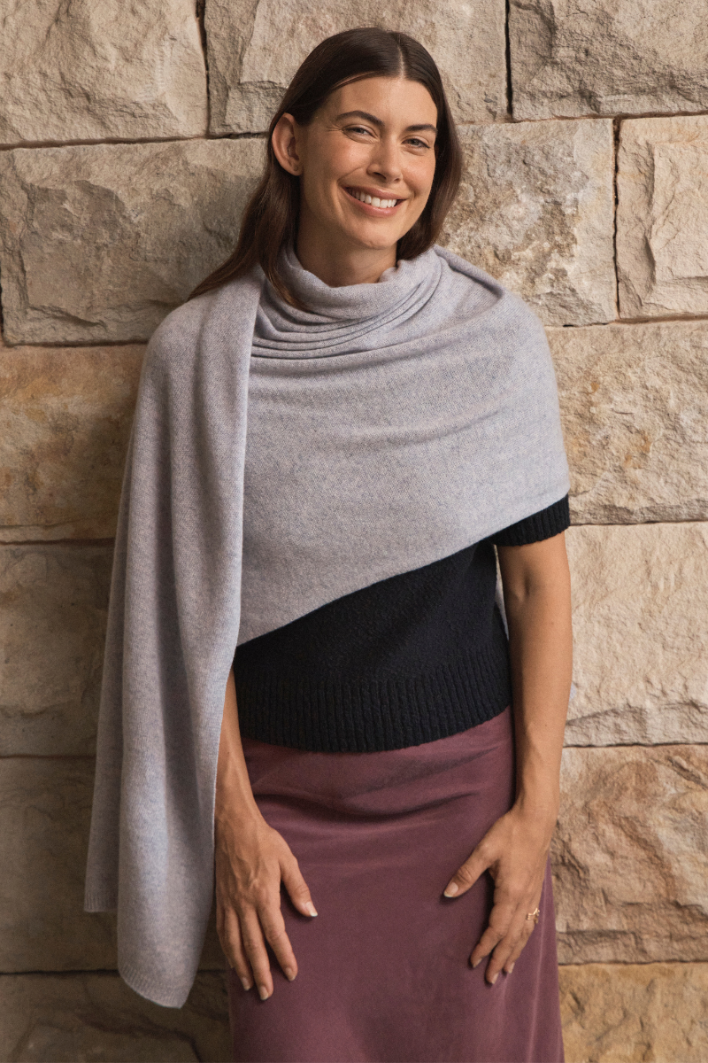 Silver Grey Marle Pure Cashmere Wrap